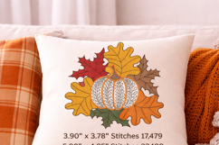Pumpkin with Fall Leaves Embroidery Design Product Image 4