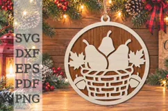 Autumn Acorn Squirrel Ornament Laser Cut SVG Product Image 1