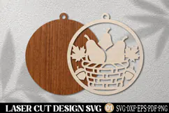 Autumn Acorn Squirrel Ornament Laser Cut SVG Product Image 2