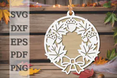 Autumn Acorn Wreath Ornament Laser Cut SVG Product Image 1