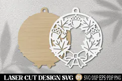 Autumn Acorn Wreath Ornament Laser Cut SVG Product Image 2