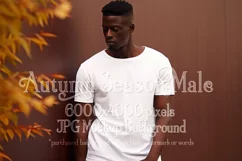 Autumn Male Background, Autumn Man Mockup, T-Shirt Mockup 1 Product Image 1