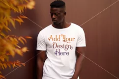 Autumn Male Background, Autumn Man Mockup, T-Shirt Mockup 1 Product Image 2