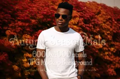 Autumn Male Background, Autumn Man Mockup, T-Shirt Mockup 10 Product Image 1