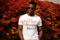 Autumn Male Background, Autumn Man Mockup, T-Shirt Mockup 10 Product Image 2