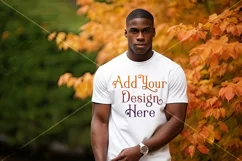 Autumn Male Background, Autumn Man Mockup, T-Shirt Mockup 11 Product Image 2