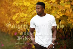 Autumn Male Background, Autumn Man Mockup, T-Shirt Mockup 4 Product Image 1