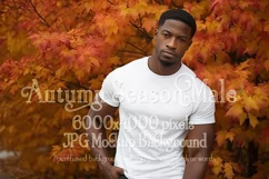 Autumn Male Background, Autumn Man Mockup, T-Shirt Mockup 6 Product Image 1