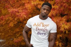 Autumn Male Background, Autumn Man Mockup, T-Shirt Mockup 6 Product Image 2
