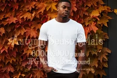 Autumn Male Background, Autumn Man Mockup, T-Shirt Mockup 7 Product Image 1