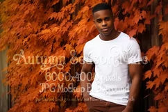 Autumn Male Background, Autumn Man Mockup, T-Shirt Mockup 8 Product Image 1