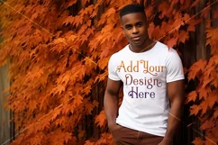 Autumn Male Background, Autumn Man Mockup, T-Shirt Mockup 8 Product Image 2