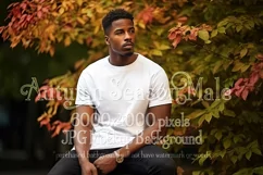 Autumn Male Background, Autumn Man Mockup, T-Shirt Mockup 9 Product Image 1