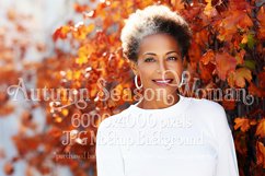 Autumn Woman Background, Autumn Older Woman Mockup, TShirt 1 Product Image 1