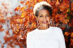 Autumn Woman Background, Autumn Older Woman Mockup, TShirt 1 Product Image 1