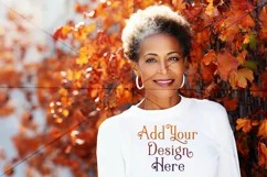 Autumn Woman Background, Autumn Older Woman Mockup, TShirt 1 Product Image 2