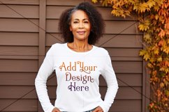 Autumn Woman Background, Autumn Older Woman Mockup, TShirt 3 Product Image 2