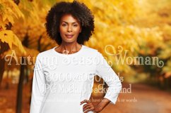 Autumn Woman Background, Autumn Older Woman Mockup, TShirt 4 Product Image 1