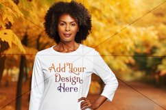 Autumn Woman Background, Autumn Older Woman Mockup, TShirt 4 Product Image 2