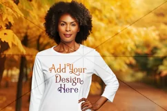 Autumn Woman Background, Autumn Older Woman Mockup, TShirt 4 Product Image 2