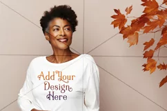 Autumn Woman Background, Autumn Older Woman Mockup, TShirt 5 Product Image 2