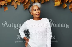 Autumn Woman Background, Autumn Older Woman Mockup, TShirt 6 Product Image 1