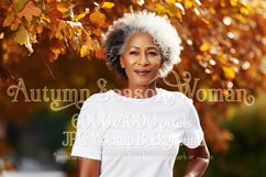 Autumn Woman Background, Autumn Older Woman Mockup, TShirt 7 Product Image 1