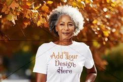 Autumn Woman Background, Autumn Older Woman Mockup, TShirt 7 Product Image 2