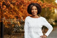 Autumn Woman Background, Autumn Older Woman Mockup, TShirt 9 Product Image 1