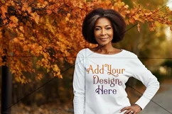 Autumn Woman Background, Autumn Older Woman Mockup, TShirt 9 Product Image 2