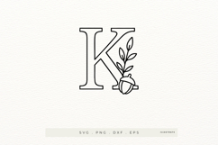 Letter K Autumn Alphabet | Line Art of the Letter K Product Image 1