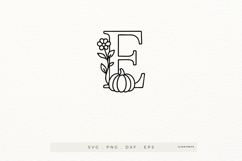 Letter E Autumn Alphabet | Line Art of the Letter E Product Image 1