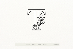 Letter T Autumn Alphabet | Line Art of the Letter T Product Image 1