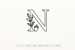 Letter N Autumn Alphabet | Line Art of the Letter N Product Image 1