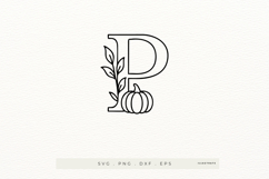 Letter P Autumn Alphabet | Line Art of the Letter P Product Image 1