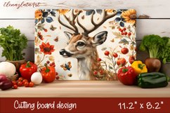 Cute deer cutting board sublimation, Flowers sublimation Product Image 1