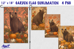Autumn garden flag sublimation, forest wild animal bear PNG Product Image 1