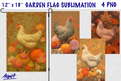 Autumn farmhouse garden flag sublimation, vintage chicken Product Image 1