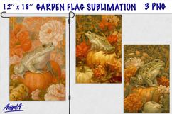 Autumn farmhouse garden flag sublimation Vintage animal frog Product Image 1
