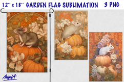 Autumn farmhouse garden flag sublimation Forest animal mouse Product Image 1