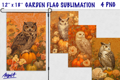 Autumn farmhouse garden flag sublimation Forest animal owl Product Image 1
