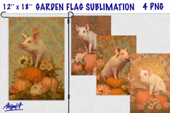 Autumn farmhouse garden flag sublimation Farm animal pig PNG Product Image 1
