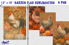 Autumn farmhouse garden flag sublimation Farm birds rooster Product Image 1