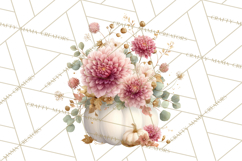 Watercolor Pumpkin Flower Bouquets Clipart PNG Product Image 3