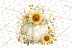 Watercolor Pumpkin Flower Bouquets Clipart PNG Product Image 2
