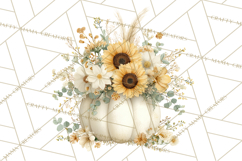 Watercolor Pumpkin Flower Bouquets Clipart PNG Product Image 3