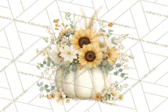 Watercolor Pumpkin Flower Bouquets Clipart PNG Product Image 3