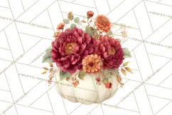 Watercolor Pumpkin Flower Bouquets Clipart PNG Product Image 5
