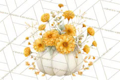 Watercolor Pumpkin Flower Bouquets Clipart PNG Product Image 2