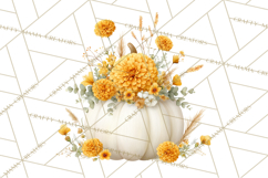Watercolor Pumpkin Flower Bouquets Clipart PNG Product Image 4